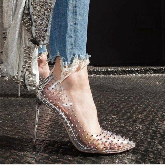 Steve Madden Silver Studded Heels - Picture 2 of 6